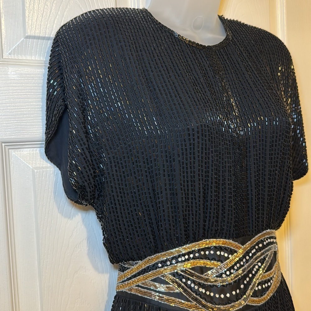 Vintage 1980’s Bob Mackie Boutique Fully Beaded Cocktail Dress Size 8 - Picture 7 of 17